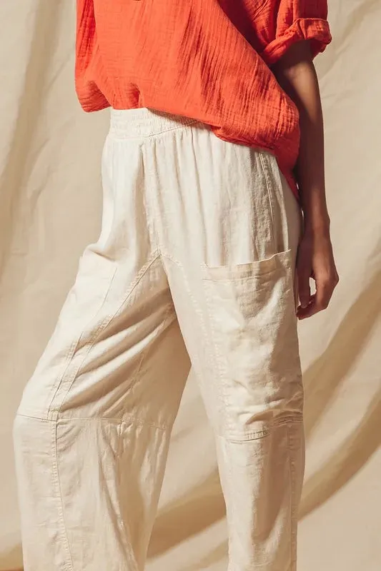 Natural Cotton-Linen Wide Leg Pants
