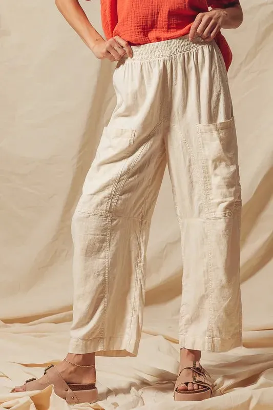Natural Cotton-Linen Wide Leg Pants