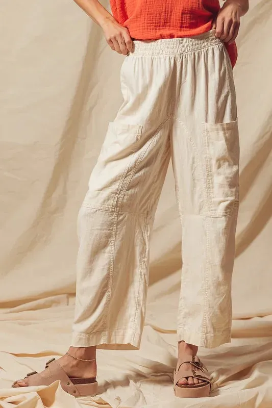 Natural Cotton-Linen Wide Leg Pants