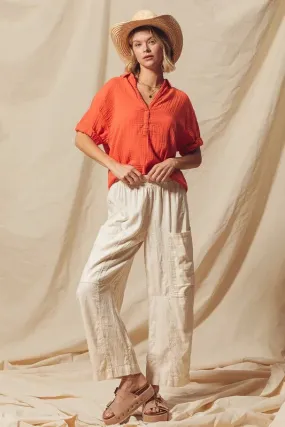 Natural Cotton-Linen Wide Leg Pants