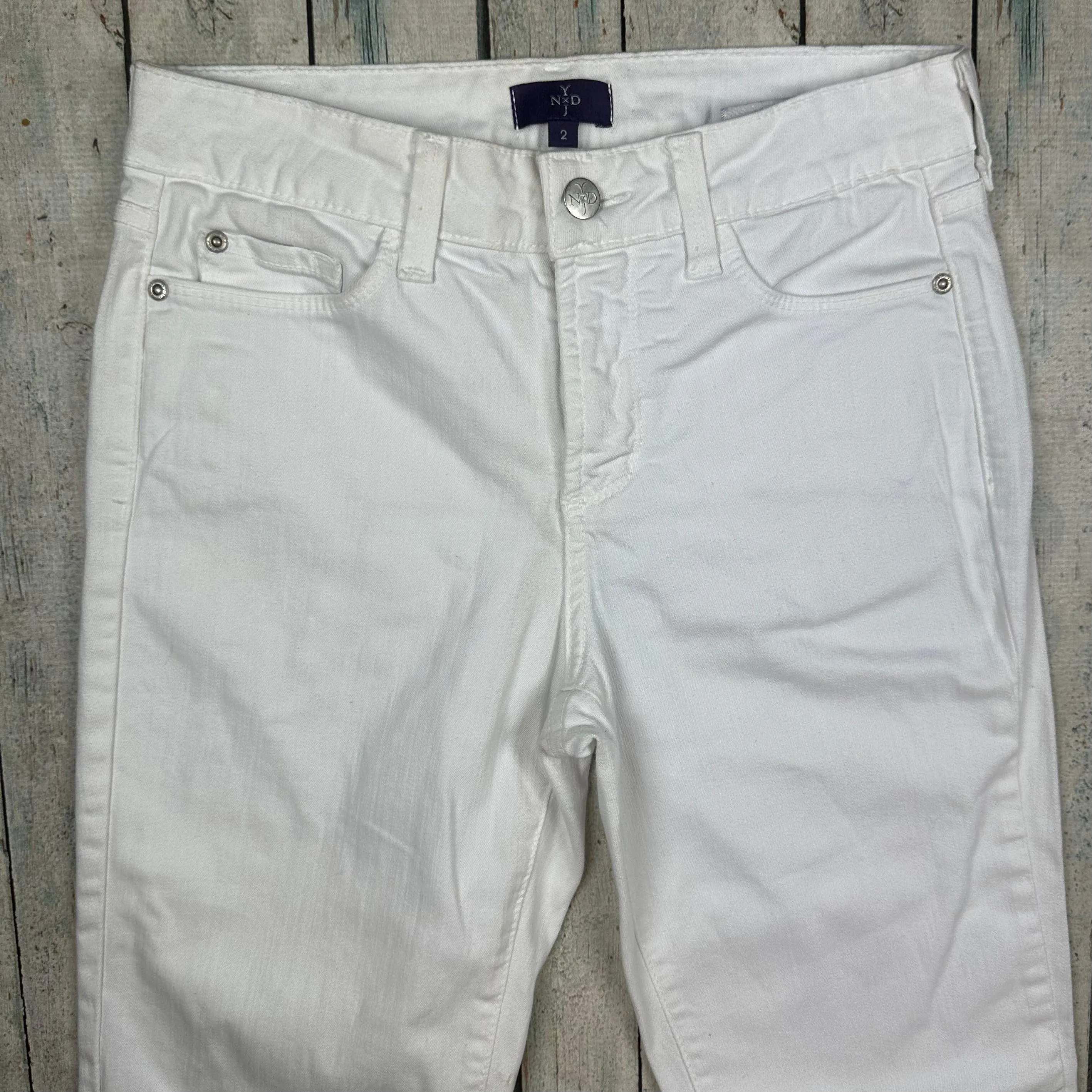 NYDJ -White Lift & Tuck 'Straight' Leg Jeans -Size 2 US suit 6 AU