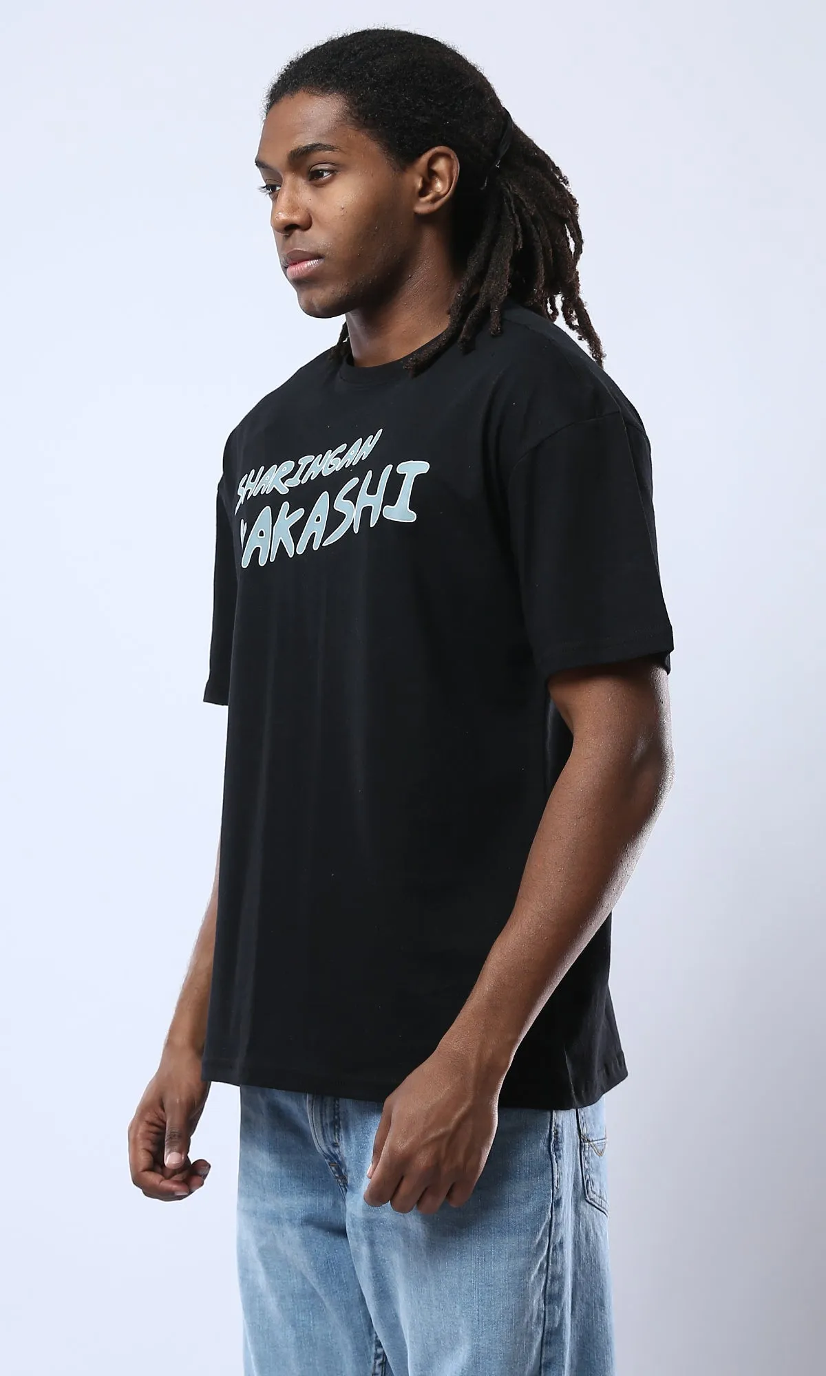 O178387 "Sharingan Kakash" Printed Animation Black Tee
