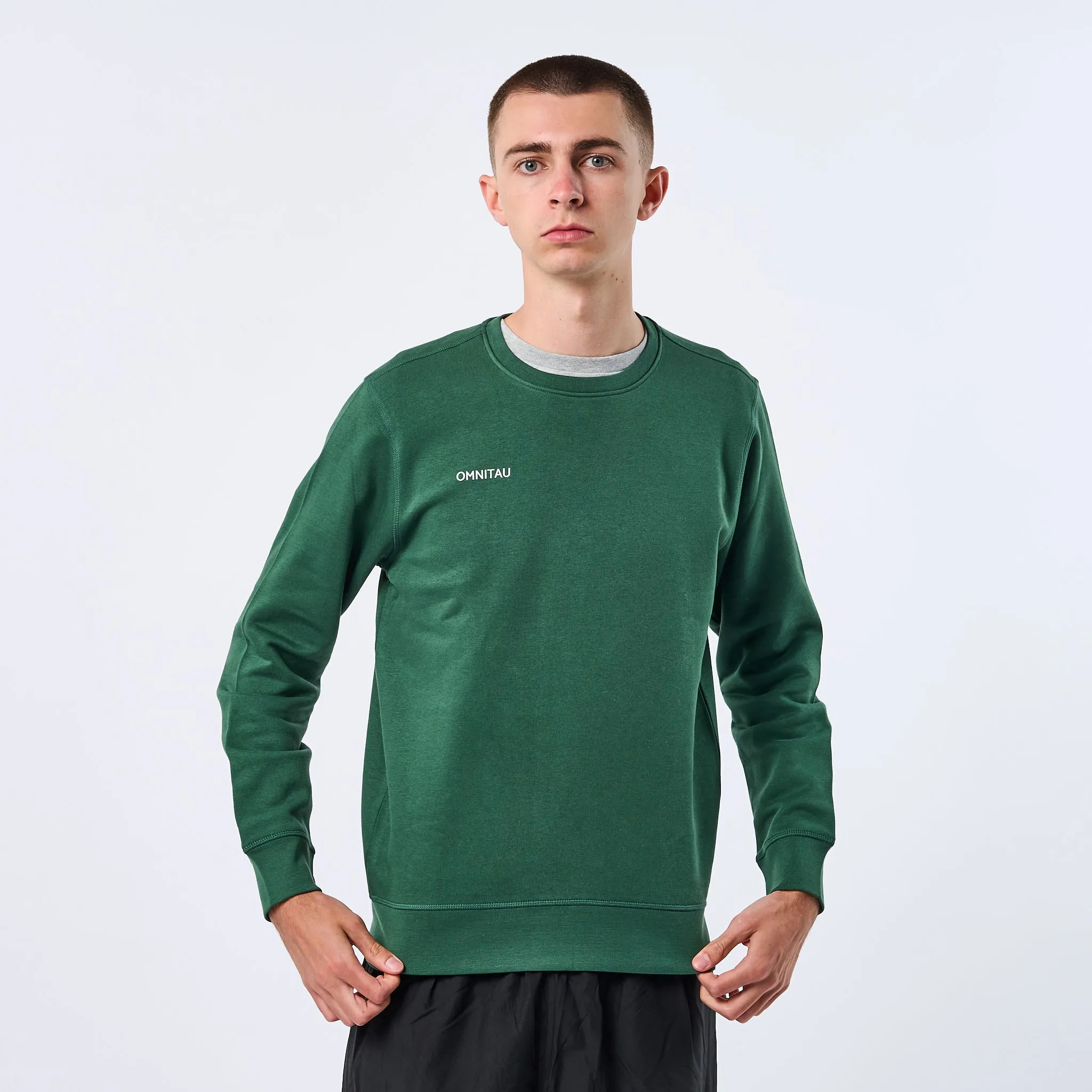 Omnitau Adult's Team Sports Crew Neck Cotton Sweatshirt - Bottle Green