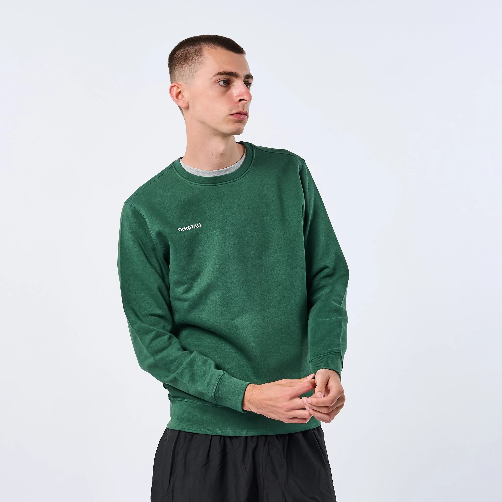 Omnitau Adult's Team Sports Crew Neck Cotton Sweatshirt - Bottle Green