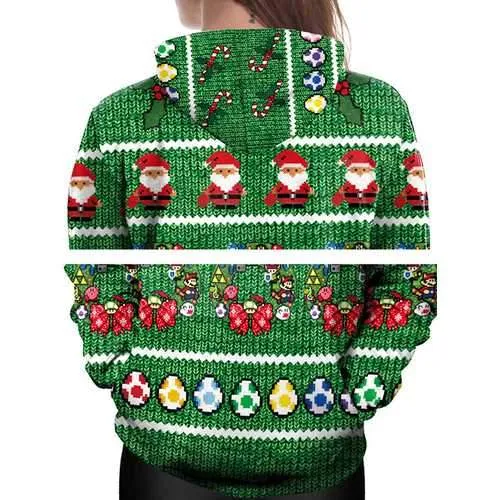 Plus Size Casual Women Santa Claus Hooded Sweatshirts