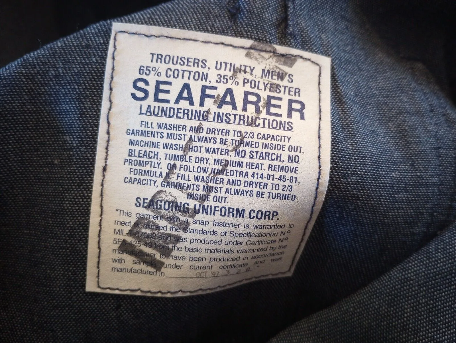 SEAFARER NAVY BLUE JEANS BELL BOTTOM DENIM TROUSERS DUNGAREES