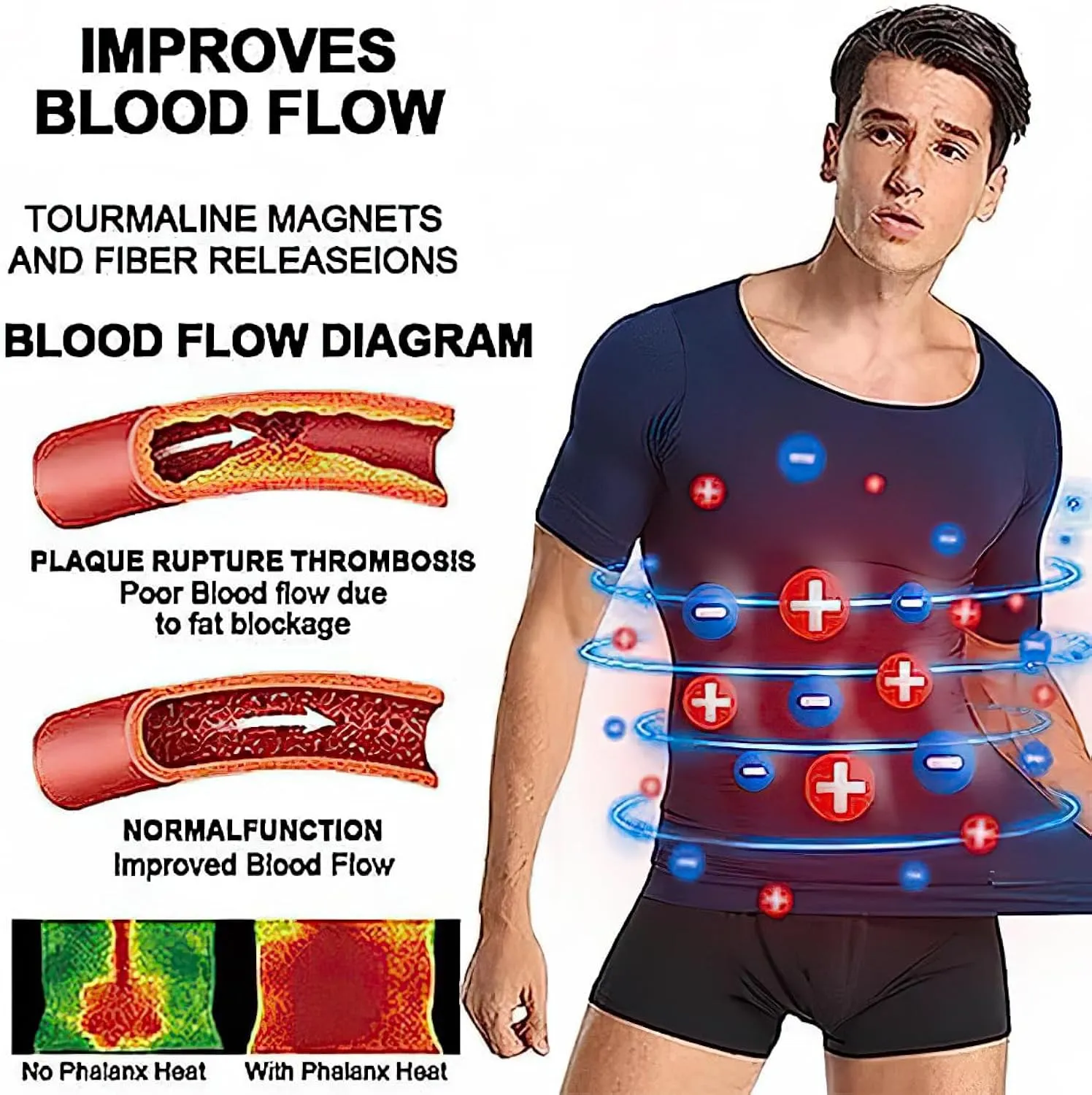 Slimming and Shaping Undershirt, Compression Shirt Short Sleeve, Ion Shaping Vest for Men