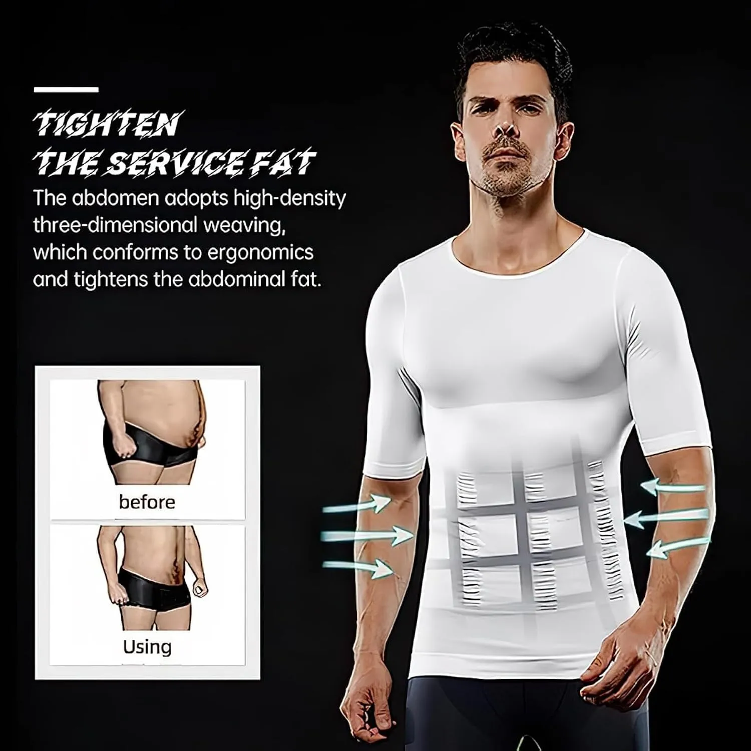 Slimming and Shaping Undershirt, Compression Shirt Short Sleeve, Ion Shaping Vest for Men