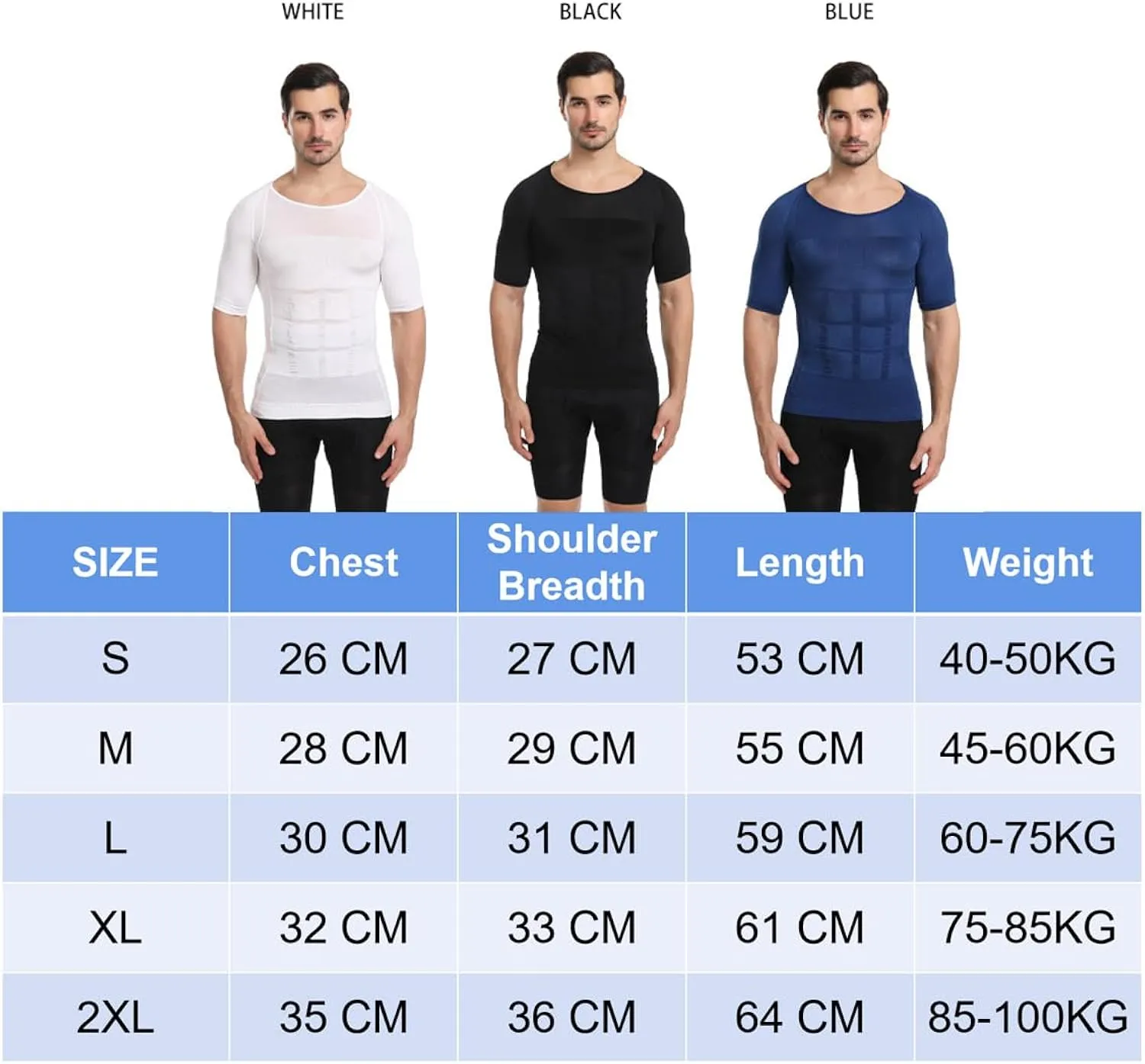 Slimming and Shaping Undershirt, Compression Shirt Short Sleeve, Ion Shaping Vest for Men