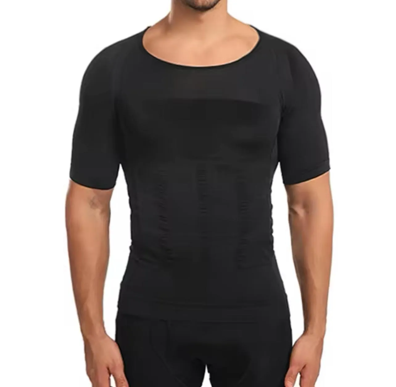 Slimming and Shaping Undershirt, Compression Shirt Short Sleeve, Ion Shaping Vest for Men