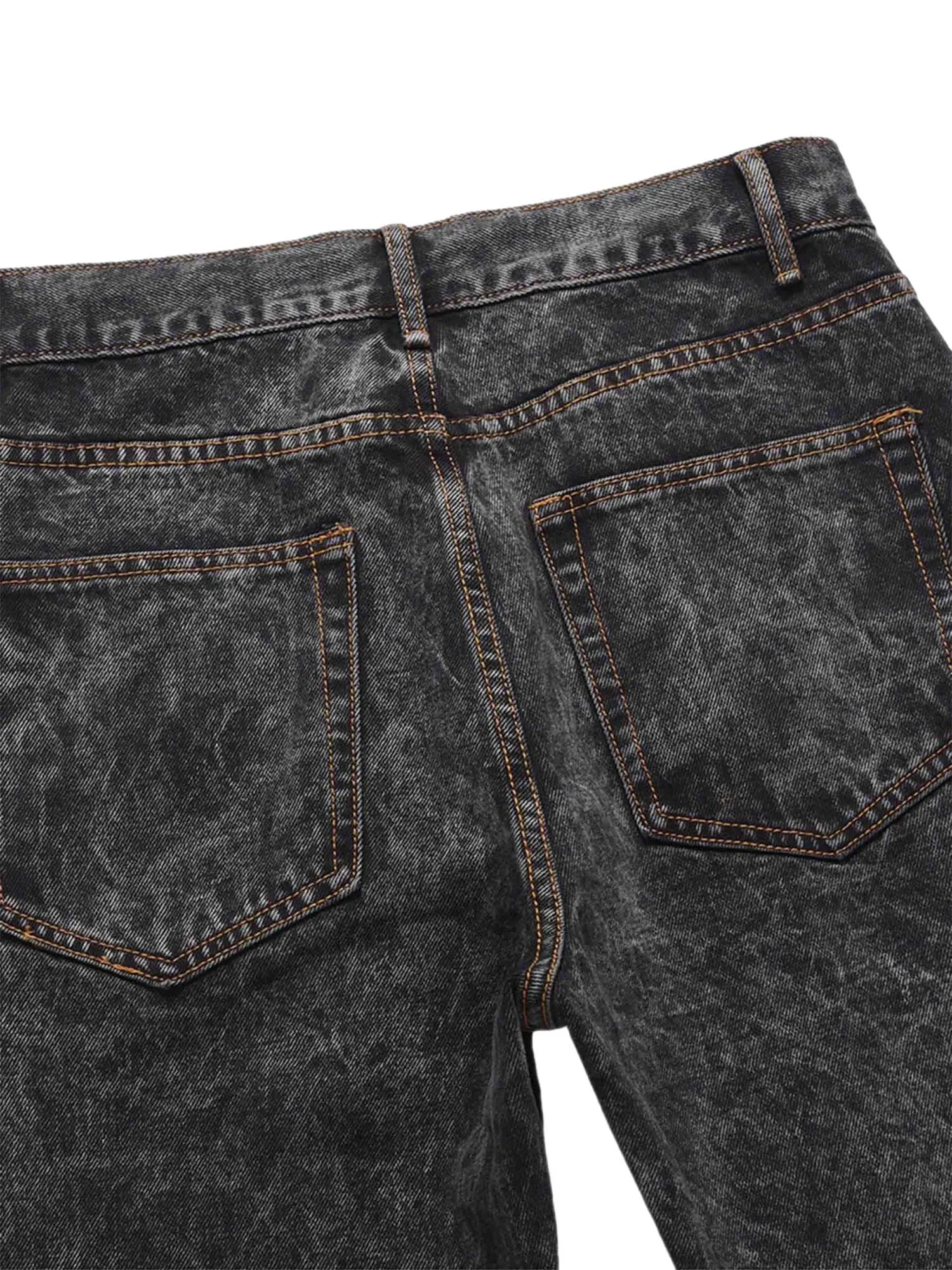 Sneakerhill Acid wash Embroidery Stitching Two-tone Jeans - 1744