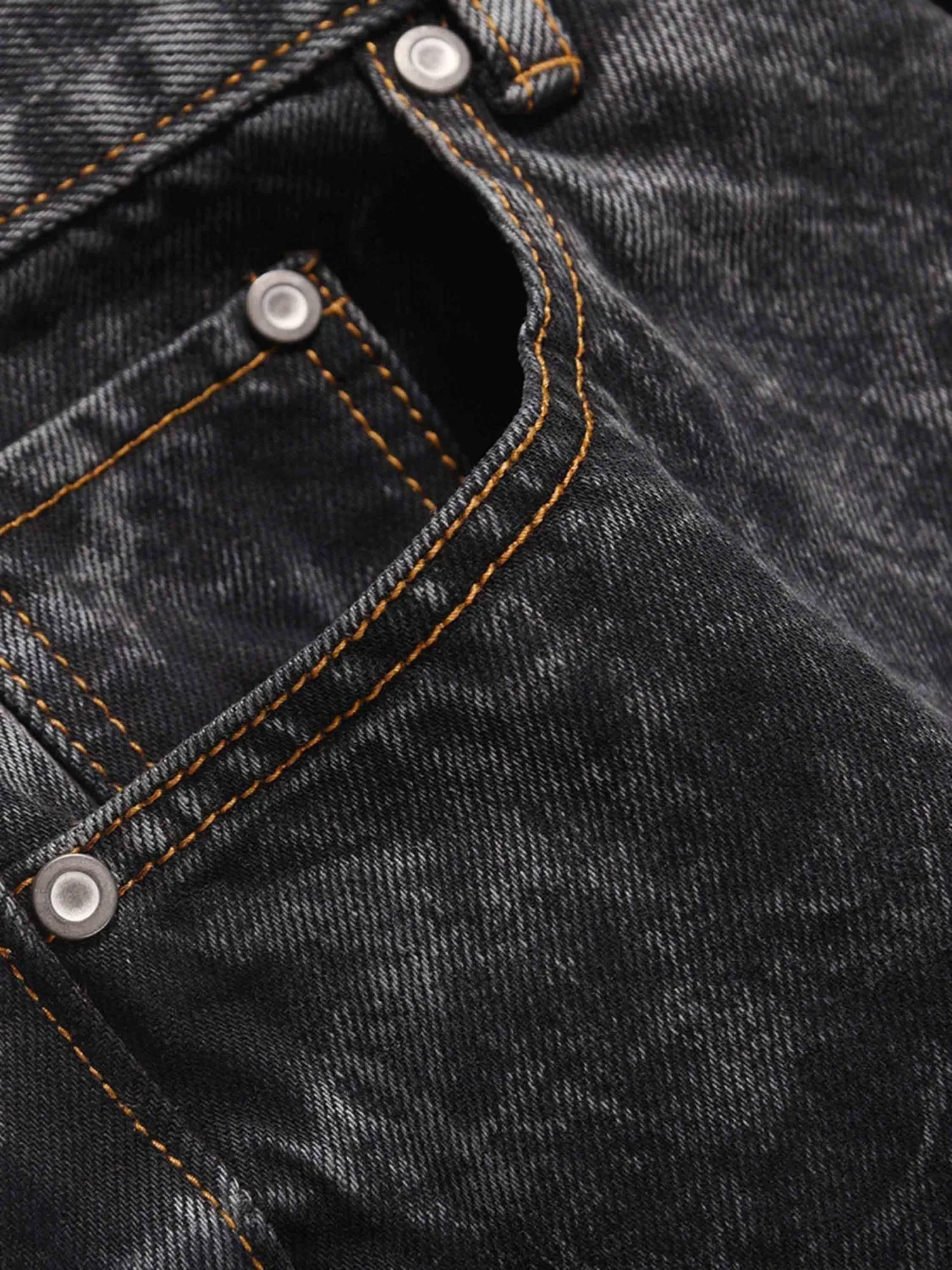Sneakerhill Acid wash Embroidery Stitching Two-tone Jeans - 1744