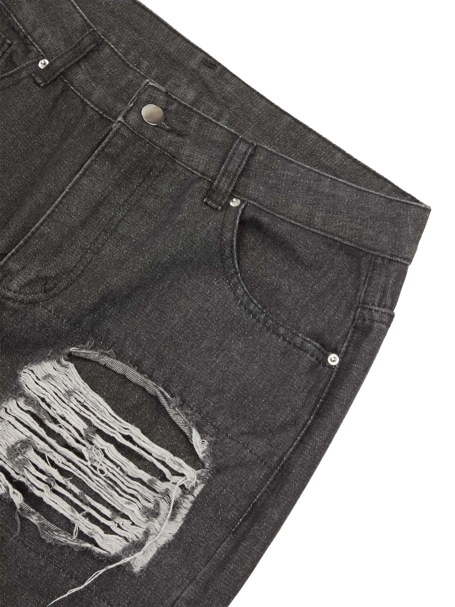 Sneakerhill Destruction Brushed Hip Hop Embroidered Jeans