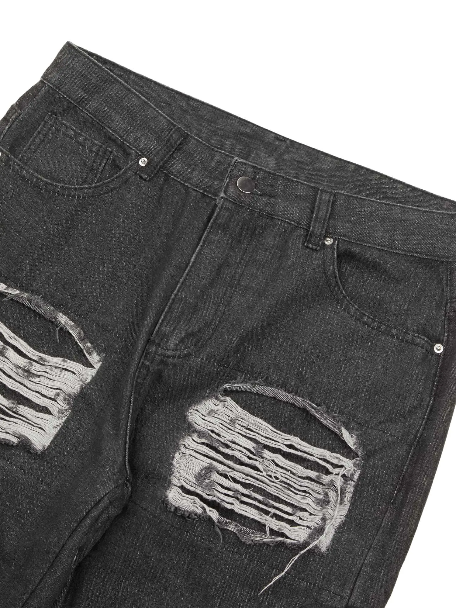 Sneakerhill Destruction Brushed Hip Hop Embroidered Jeans