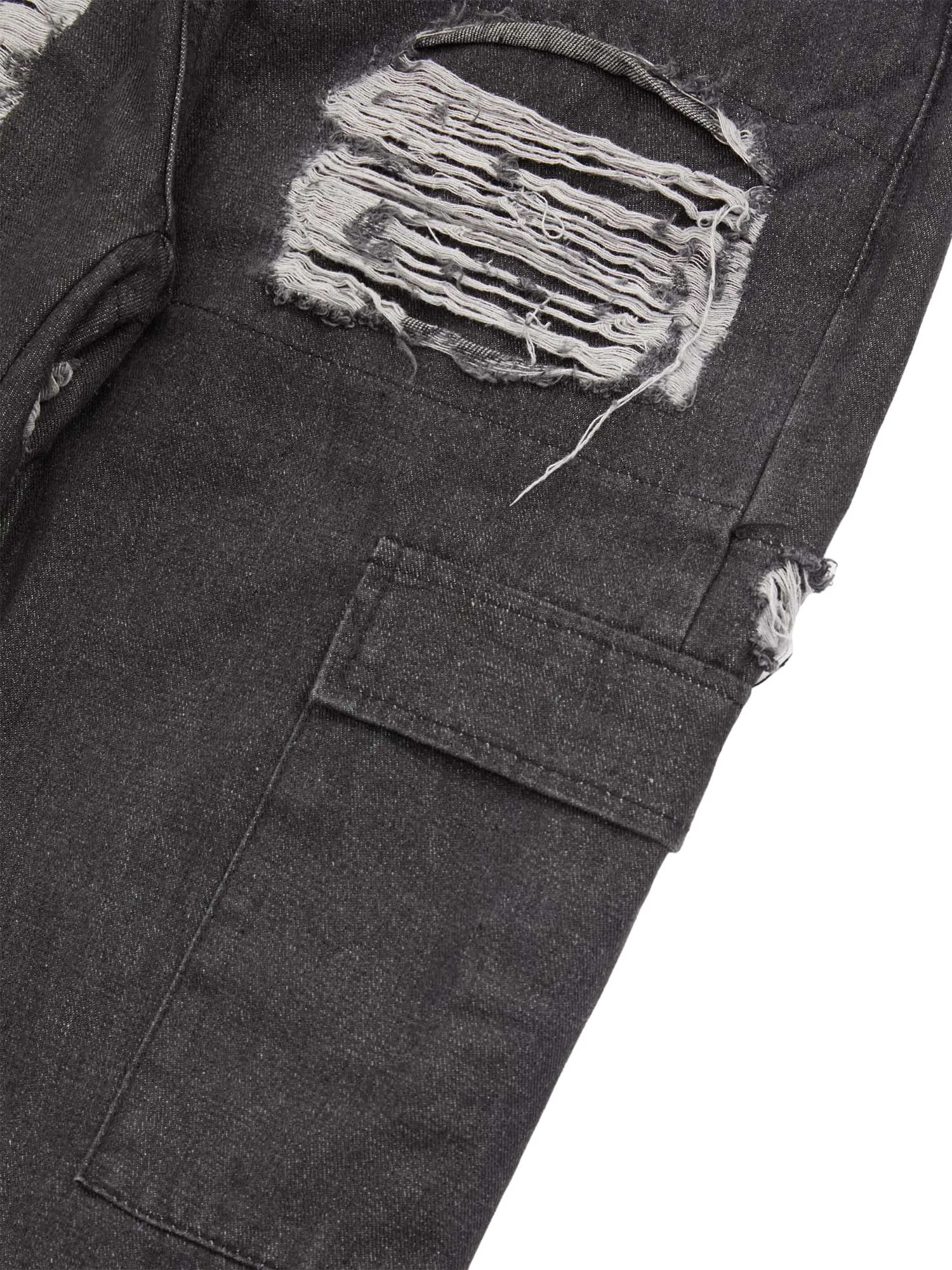 Sneakerhill Destruction Brushed Hip Hop Embroidered Jeans