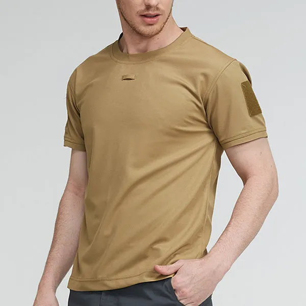 Solid Color Elastic Quick-drying Short Sleeve Men's T-Shirt