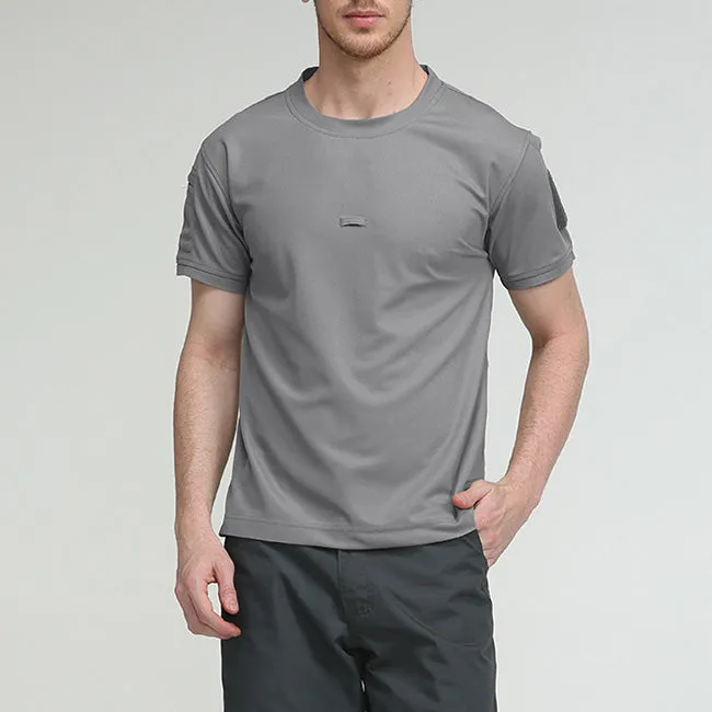 Solid Color Elastic Quick-drying Short Sleeve Men's T-Shirt