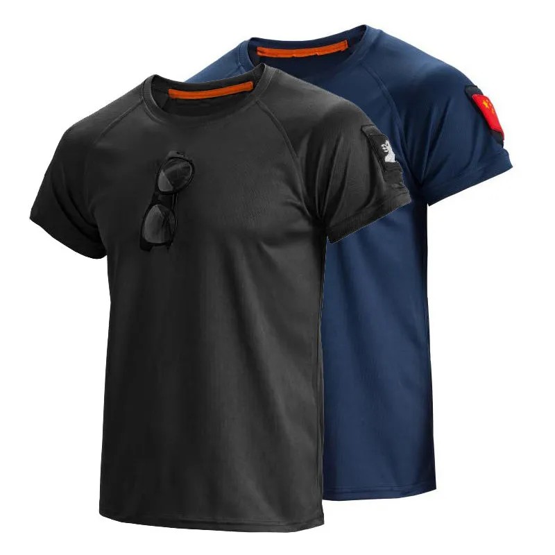 Solid Color Elastic Quick-drying Short Sleeve Men's T-Shirt