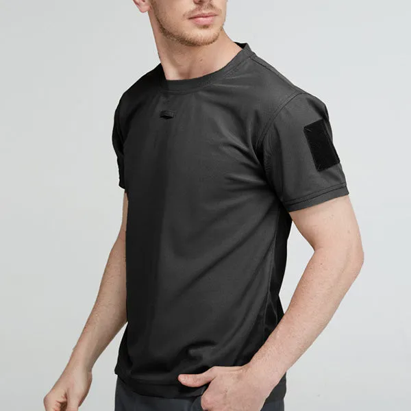 Solid Color Elastic Quick-drying Short Sleeve Men's T-Shirt
