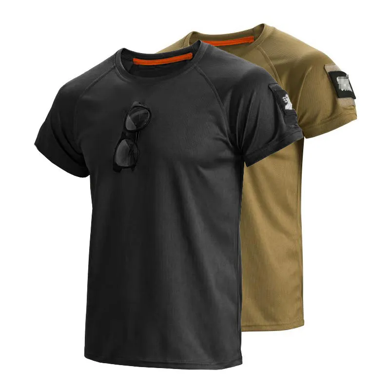 Solid Color Elastic Quick-drying Short Sleeve Men's T-Shirt