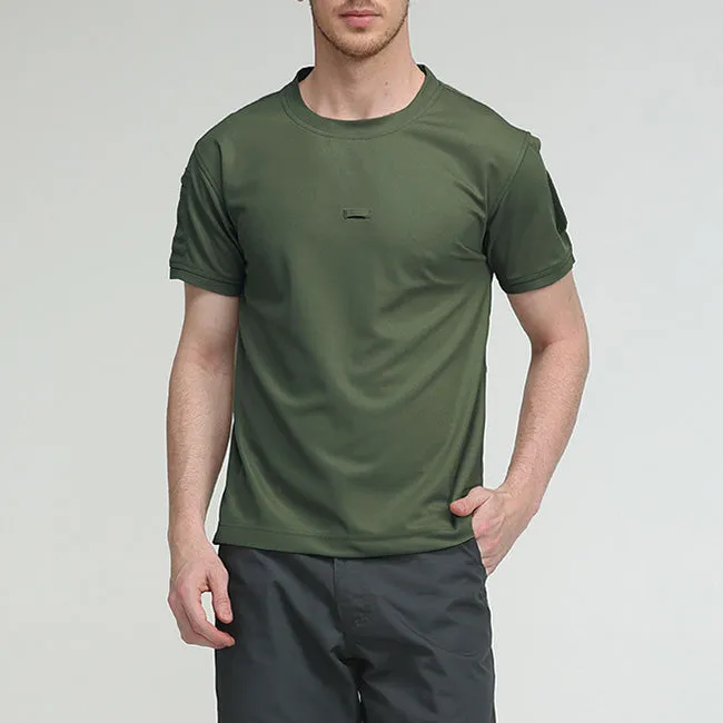 Solid Color Elastic Quick-drying Short Sleeve Men's T-Shirt