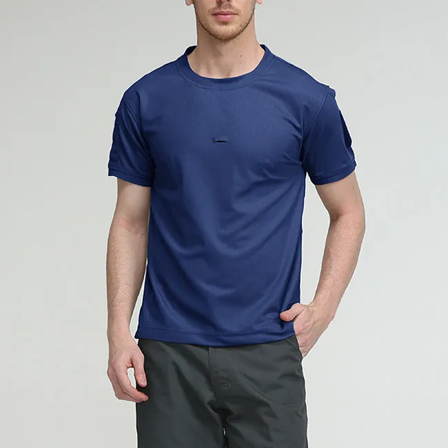 Solid Color Elastic Quick-drying Short Sleeve Men's T-Shirt