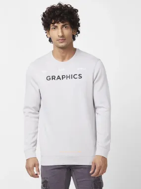 Spykar Men Grey Blended Slim Fit Full Sleeve Round Neck Plain Sweatshirt