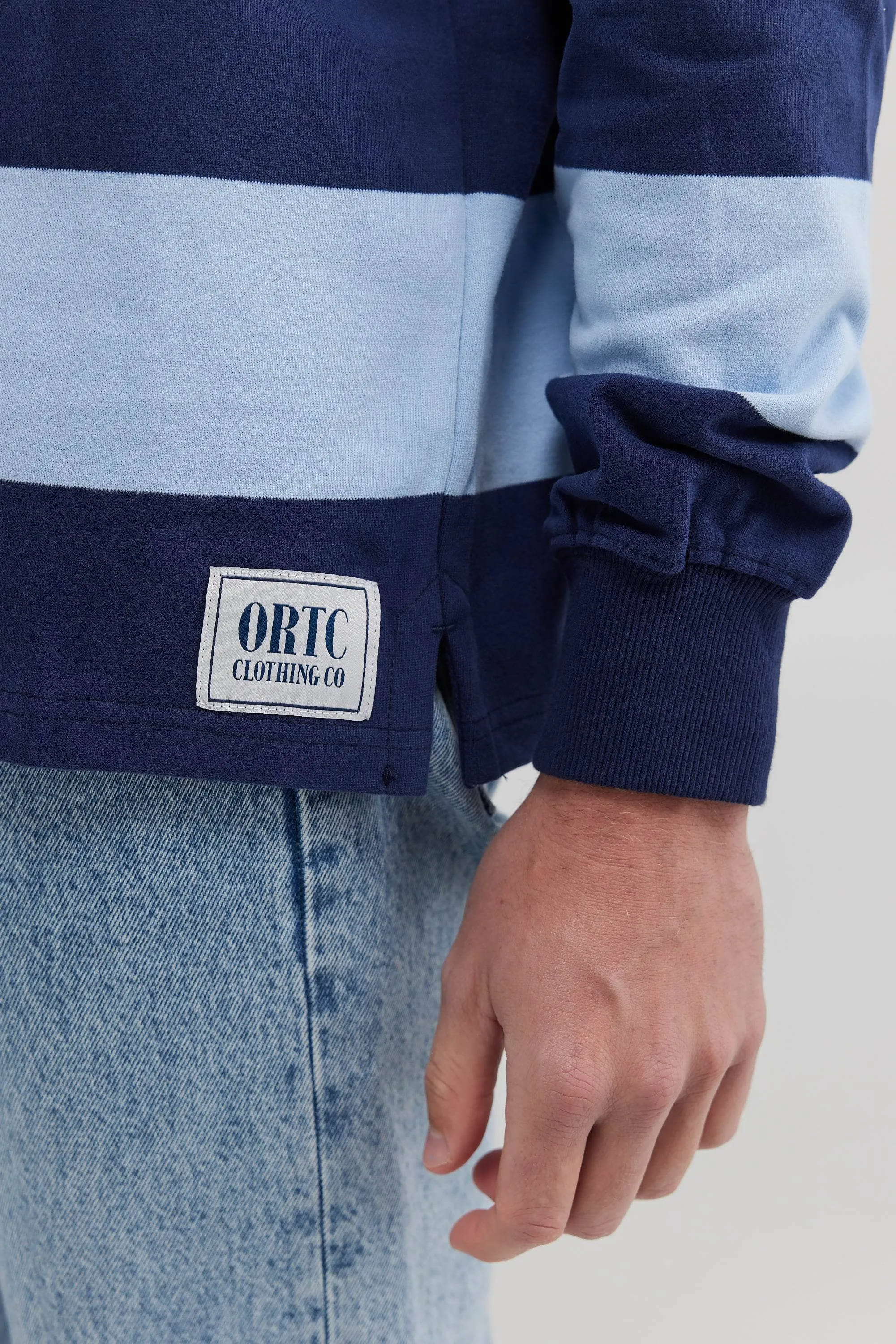 Unisex Rugby Jumper Navy and Pale Blue Stripe