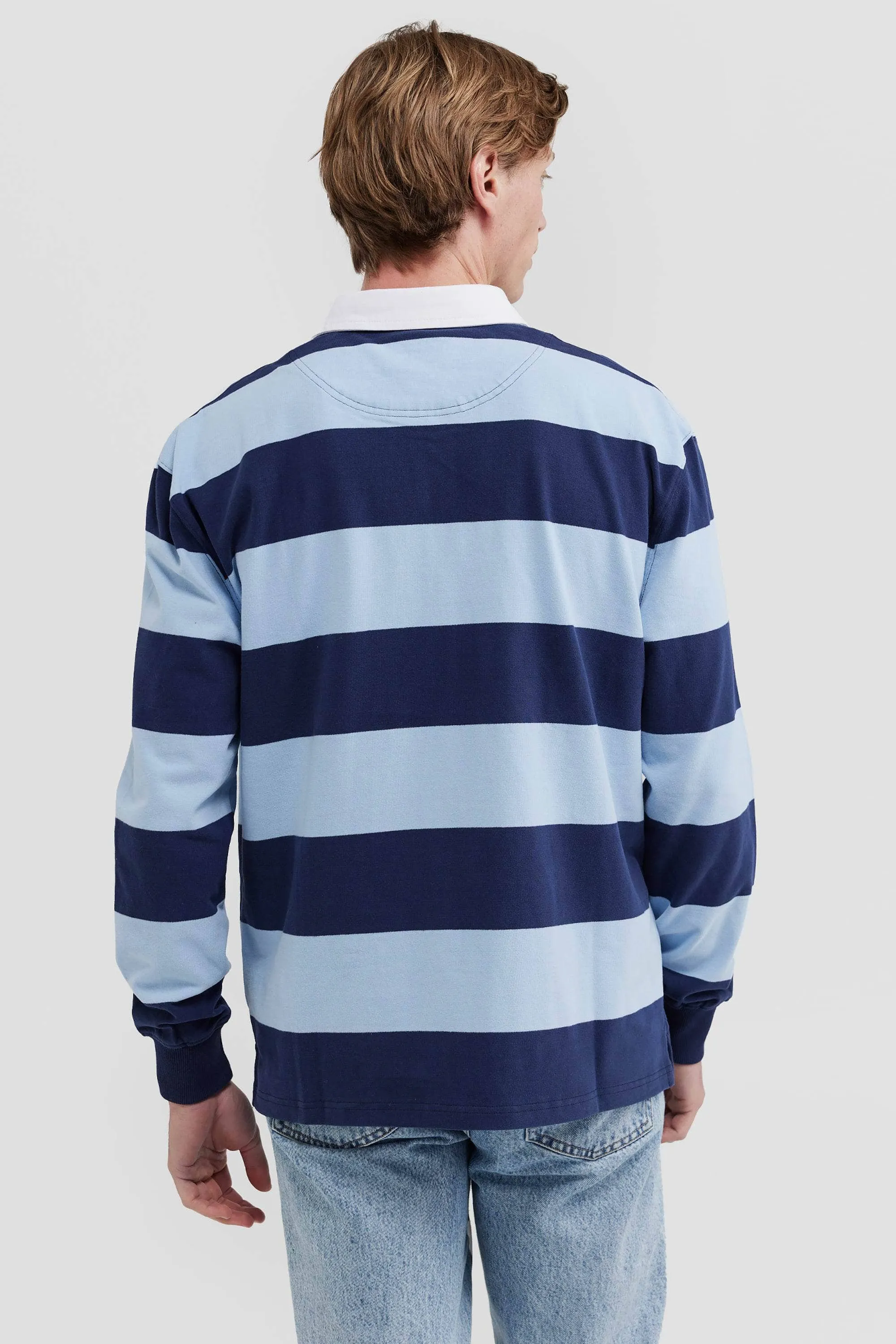 Unisex Rugby Jumper Navy and Pale Blue Stripe