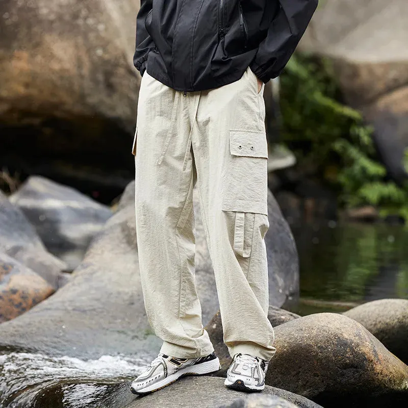 Wiaofellas  -  Summer Men's Overalls Outdoor Multi-pocket Casual Pants Solid Color Men's Sports Casual Pants