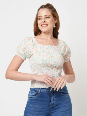 Women Slim Fit Floral Print Crop Top