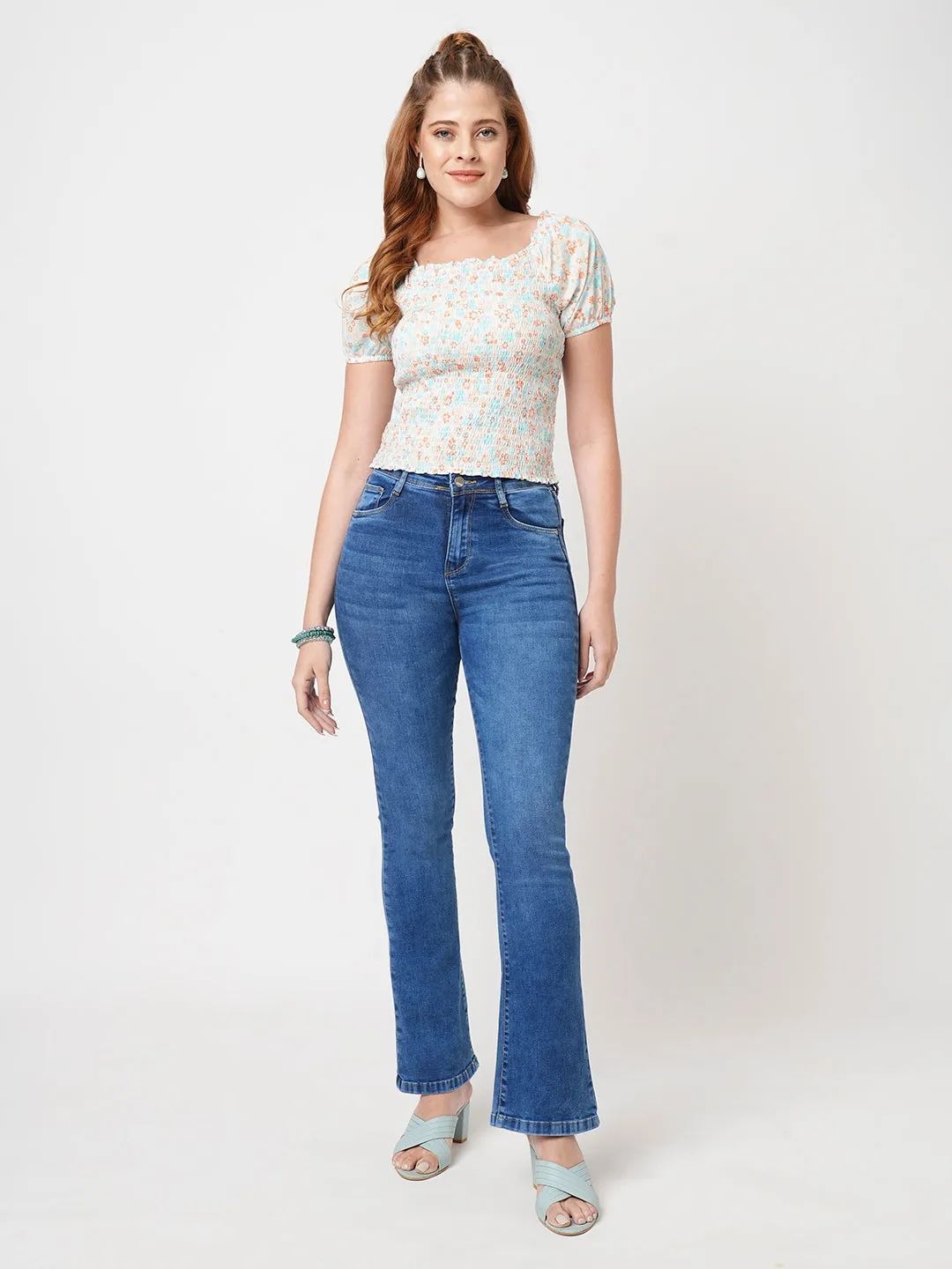 Women Slim Fit Floral Print Crop Top